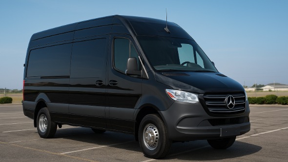 Exterior of Charter Bus Company Broomfield's 14 Passenger Sprinter Limousine in Broomfield