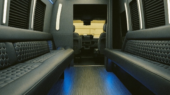Interior of Charter Bus Company Loveland's 25 Passenger Party Bus in Loveland