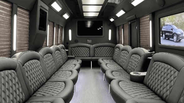 Interior of Charter Bus Company Aurora's 28 Passenger Party Bus in Aurora