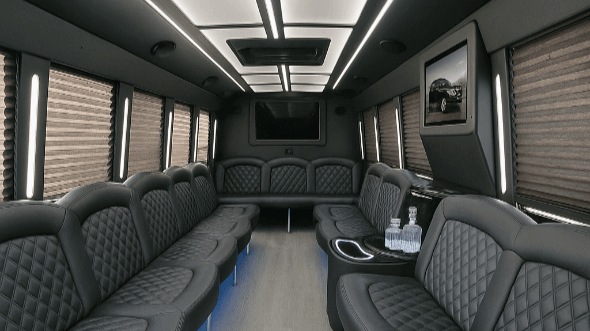 Interior of Charter Bus Company Broomfield's 28 Passenger Party Bus in Broomfield