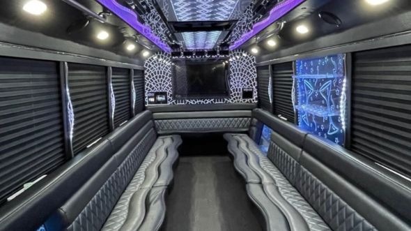 Interior of Charter Bus Company Westminster's 28 Passenger Party Bus in Westminster