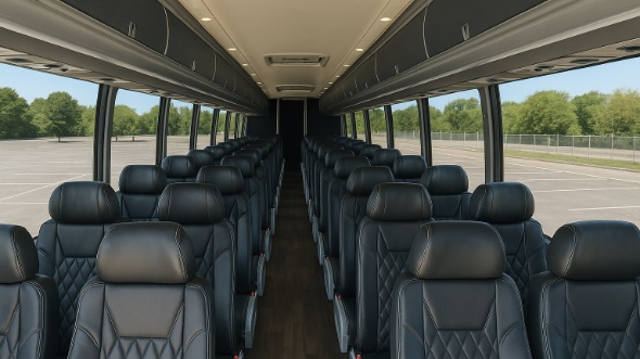 Interior of Charter Bus Company Greeley's 44 Passenger Charter Bus in Greeley