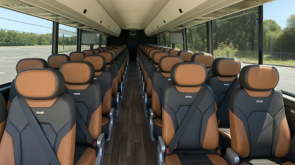 Interior of Charter Bus Company Greeley's 45 Passenger Charter Bus in Greeley