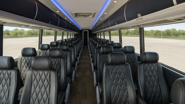 Interior of Charter Bus Company Greeley's 46 Passenger Charter Bus in Greeley