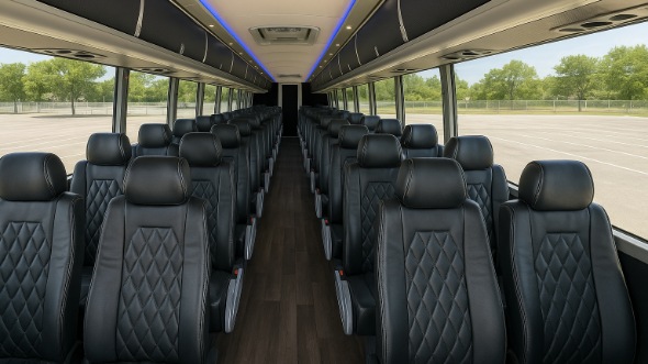 Interior of Charter Bus Company Greeley's 54 Passenger Charter Bus in Greeley