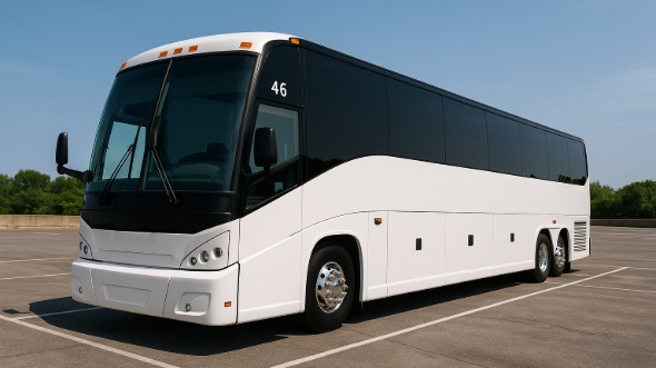Exterior of Charter Bus Company Greeley's 55 Passenger Charter Bus in Greeley
