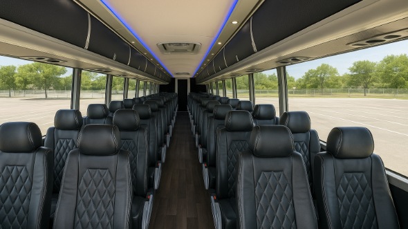 Interior of Charter Bus Company Greeley's 55 Passenger Charter Bus in Greeley