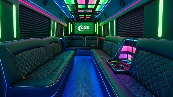 greeley 50 passenger party bus interior
